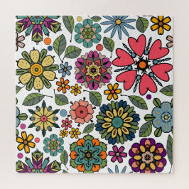 Moderne Retro-Floral Zeichnend Nahtloses Muster Ku Puzzle
