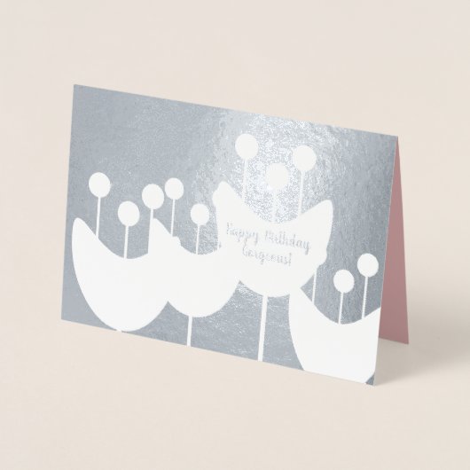 Moderne Retro Florals Geo Birthday Real Foil Card Folienkarte (Vorderseite)