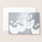 Moderne Retro Florals Geo Birthday Real Foil Card Folienkarte (Vorderseite mit Umschlag)