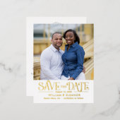 Moderne Retro FOLIE Save the Date Postkarte (Vorderseite/Rückseite)