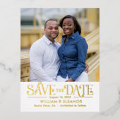 Moderne Retro FOLIE Save the Date Postkarte (Vorderseite)