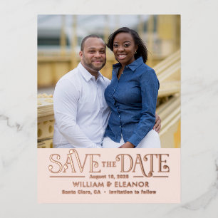Moderne Retro FOLIE Save the Date Postkarte