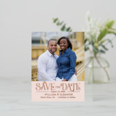 Moderne Retro FOLIE Save the Date Postkarte (Stehend vorne)