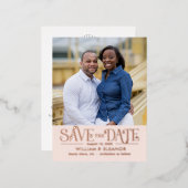 Moderne Retro FOLIE Save the Date Postkarte (Vorderseite/Rückseite)