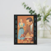 Moderne Retro Fondue-Party-Thema-Einladungen Einladung (Stehend Vorderseite)