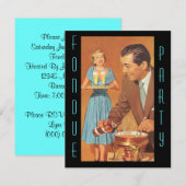 Moderne Retro Fondue-Party-Thema-Einladungen Einladung (Vorne/Hinten)