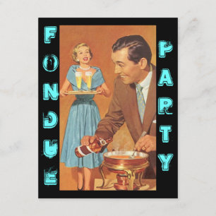 Moderne Retro-Fondue-Party-Themen-Einladungen Einladung