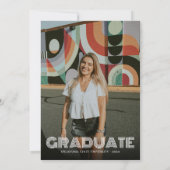 Moderne Retro Foto Graduation Party Einladung (Rückseite)