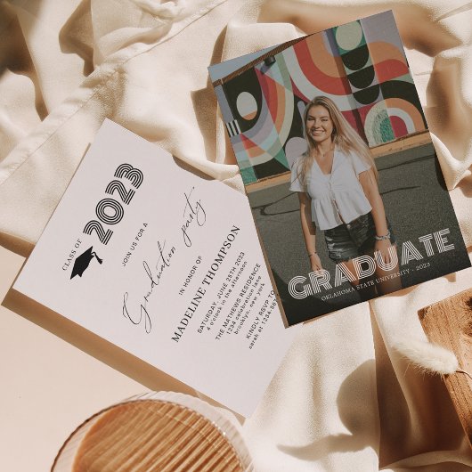 Moderne Retro Foto Graduation Party Einladung