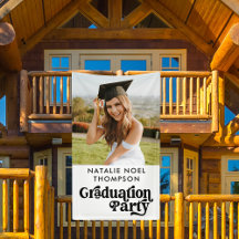 Moderne Retro-Foto Moderne Groovy Graduation Party