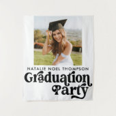 Moderne Retro-Foto Moderne Groovy Graduation Party Wandteppich (Vorderseite)