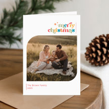 Moderne Retro-Frohe-Weihnachtswunsch-Photo gefalte