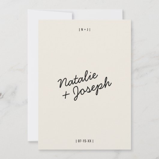 Moderne Retro Fun Whimsical Script Hochzeit Einladung (Rückseite)