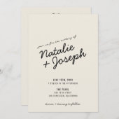Moderne Retro Fun Whimsical Script Hochzeit Einladung (Vorne/Hinten)