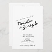 Moderne Retro Fun Whimsical Script Wedding Invitat Einladung (Vorne/Hinten)