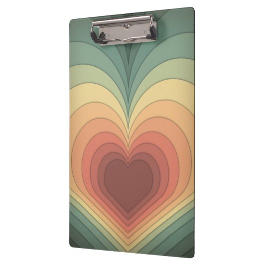 Moderne Retro Funky Romantic Heart Clipboard Klemmbrett (Links)