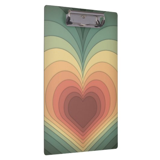 Moderne Retro Funky Romantic Heart Clipboard Klemmbrett (Rechts)
