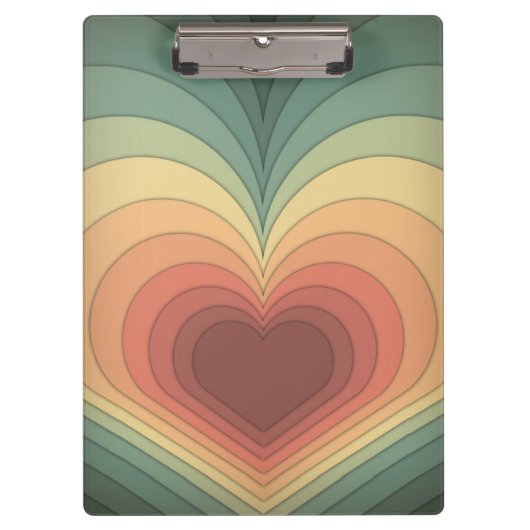 Moderne Retro Funky Romantic Heart Clipboard Klemmbrett (Vorderseite)