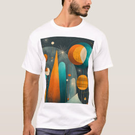 ✨Moderne Retro-Futuristische Weltraum-Abstrakte Ku T-Shirt
