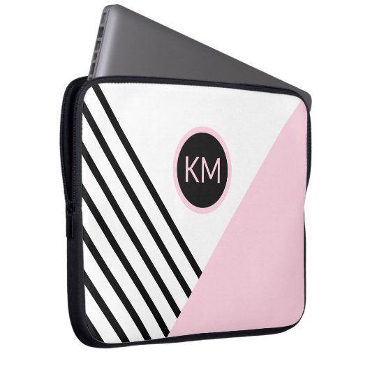 Moderne Retro Geometric Pop Art und Monogram Laptopschutzhülle (Vorne Rechts)