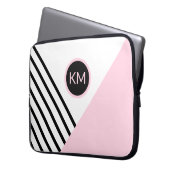 Moderne Retro Geometric Pop Art und Monogram Laptopschutzhülle (Vorderseite Links)