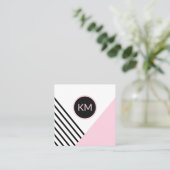 Moderne Retro Geometrie Pop Art mit Monogram Logo Quadratische Visitenkarte (Stehend Vorderseite)