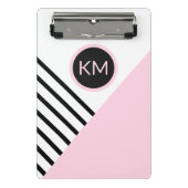 Moderne Retro Geometrie Pop Art mit Monogramm Mini Klemmbrett (Vorderseite)