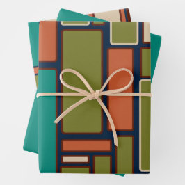 Moderne Retro geometrische Muster des Mitteljahrhu Geschenkpapier Set