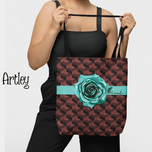 Moderne Retro-Geometrische-Rosen-Halskette mit ind Tasche