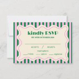 Moderne Retro-gestreifte Hochzeits-RSVP-Karte