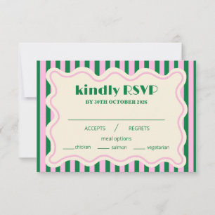 Moderne Retro-gestreifte Hochzeits-RSVP-Karte