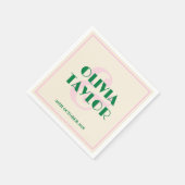 Moderne Retro-Gestreifte Hochzeitseinladung Serviette (Ecke)