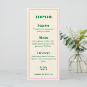 Moderne Retro-Gestreifte Hochzeitsinformationen Menükarte (Stehend Vorderseite)