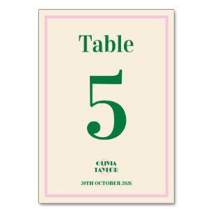 Moderne Retro-gestreifte Hochzeitsinformationen  Tischnummer