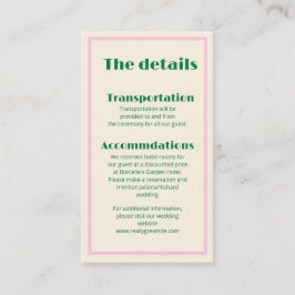Moderne Retro-Gestreifte Hochzeitsinformationen Visitenkarte