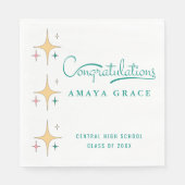 Moderne Retro Girly Herzlichen Glückwunsch Graduat Serviette (Vorderseite)