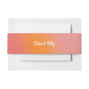 Moderne Retro-glänzende rosa Orangefarbene Hochzei Einladungsbanderole