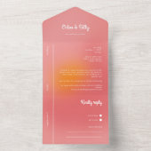 Moderne Retro-glänzende, rosa Orangefarbene UAWG W All In One Einladung (Innen Boden)