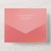 Moderne Retro-glänzende, rosa Orangefarbene UAWG W All In One Einladung (Rückseite)