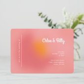 Moderne Retro-glänzende, rosa Orangefarbene UAWG W Einladung (Stehend Vorderseite)