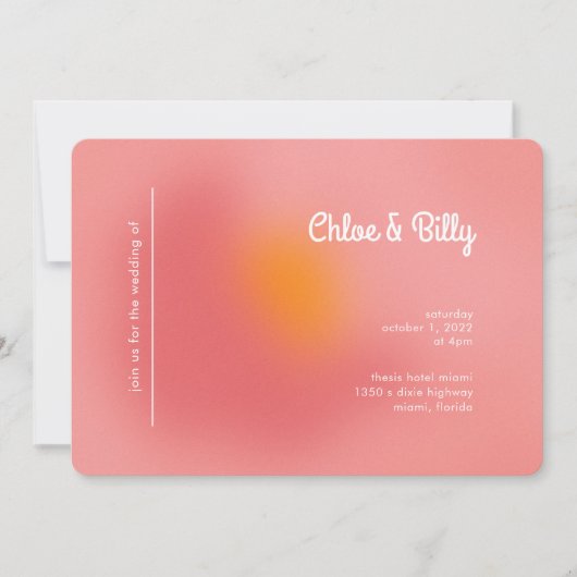 Moderne Retro-glänzende, rosa Orangefarbene UAWG W Einladung (Vorderseite)