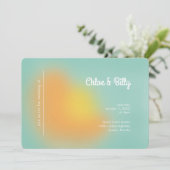 Moderne Retro-Gradient Mint Orange Foto Hochzeit Einladung (Stehend Vorderseite)