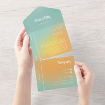 Moderne Retro Gradient Mint Orange UAWG Wedding