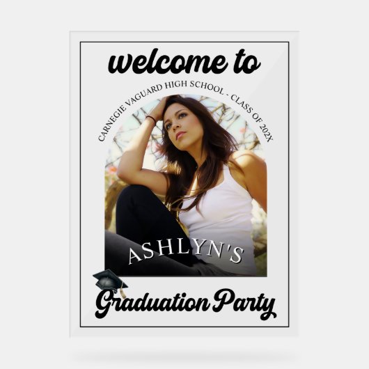 Moderne Retro-Graduierungspartei Acrylschild (Vorderseite)