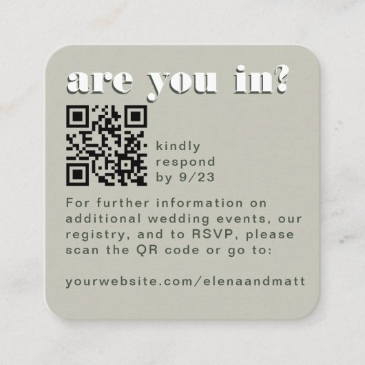 Moderne Retro-Green-Sage-UAWG QR-Code Begleitkarte (Vorderseite)