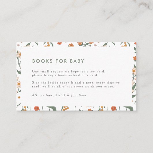 Moderne Retro Groovy Books für Baby Floral Begleitkarte (Vorderseite)