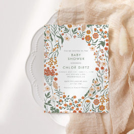 Moderne Retro Groovy Floral Baby Dusche Einladung