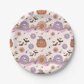 Moderne Retro Groovy Fun Halloween Papierplatte Pappteller (Vorderseite)