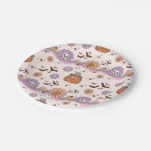 Moderne Retro Groovy Fun Halloween Papierplatte Pappteller (Schrägansicht)