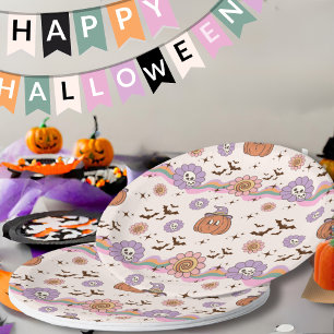 Moderne Retro Groovy Fun Halloween Papierplatte Pappteller